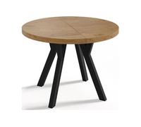 Table à Manger Extensible Ronde Designer - Style Loft, Industriel, Peu Encombrant - Pieds Noirs - 100 à 200 Cm - Pour 5-10 Personnes - Fabriqué En Ue