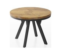 WFL GROUP Table à Manger Extensible Ronde Designer - Style Loft, Industriel, Peu Encombrant - Pieds Noirs - 100 à 200 Cm - pour 5-10 Personnes - Fabriqué en UE - Chêne Lancelot - 200 Cm