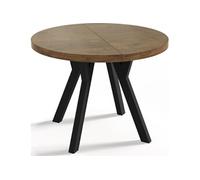 Table à Manger Extensible Ronde Designer - Style Loft, Industriel, Peu Encombrant - Pieds Noirs - 100 à 200 Cm - Pour 5-10 Personnes - Fabriqué En Ue