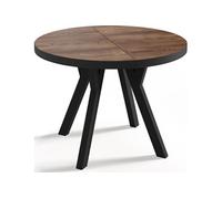 WFL GROUP Table à Manger Extensible Ronde Designer - Style Loft, Industriel, Peu Encombrant - Pieds Noirs - 100 à 200 Cm - pour 5-10 Personnes - Fabriqué en UE - Arvadonna - 200 Cm