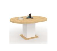 Table à manger extensible ronde EDEN 4-8 personnes bois et blanc 120-160 cm