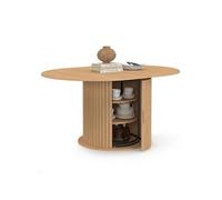Table à manger extensible ronde JULIETTE 4-8 personnes pied lattes avec rangement 110-150 cm