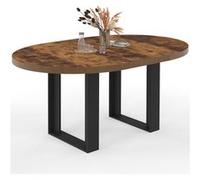 IDMarket – Table à manger extensible ronde Phoenix 4-6 personnes bois foncé effet vieilli 110-150 cm