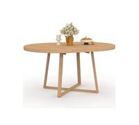 Table à manger extensible ronde SELMA 4-8 personnes bois effet hêtre 110-150 cm