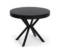 Table à Manger Extensible Ronde - Table Style Loft Avec Pieds En Métal - 100 à 180 Cm - Table Ronde Style Industriel Pour Le Salon - Compacte - Noir