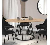IDMarket - Table à Manger Extensible Ronde Yuna 4-8 pers Plateau Bois et Pied Filaire en métal 110-150 cm