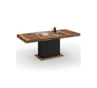 IDMarket - Table à Manger Extensible Rectangle Eden 6-10 Personnes Plateau Hawkins Bois foncé et Noir 160-200cm