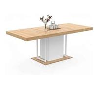 IDMarket – Table à manger extensible UGO Bois façon hêtre/Blanc 6-10 personnes 160-200 cm