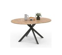 IDMarket Table à manger extensible ronde Alix – 4-8 pers – pied araignée bois/noir 110-150 cm