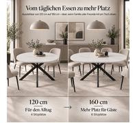 Table à manger extensible - SOGEU - Plateau ovale - 120-160 × 80 cm - 4-6 personnes - Pieds métal blanc