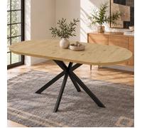 Table à manger extensible - SOGEU - Style minimaliste - Extensible 120-160×80 cm - Plateau ovale - Pieds métal coloris bois