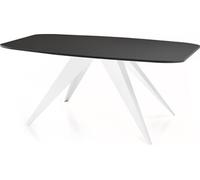 Table à Manger Extensible Style Loft - Table Industrielle Avec Pieds Métalliques Blancs - Design Moderne Pour Salon - 180 Cm Extensible à 220 Cm -