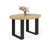 Table à manger fixe ronde PHOENIX 4 personnes bois et noir 110 cm