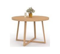 IDMARKET Table à manger fixe ronde SELMA 4-6 personnes bois effet hêtre 110 cm