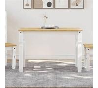 vidaXL Table à manger Corona blanc 112x60x75 cm bois massif de pin