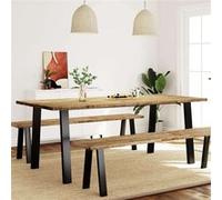 Table a manger fixe sans tiroir 2 personnes rectangulaire en Bois massif 200 x 90 x 75 cm bois G