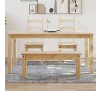 Table a manger fixe sans tiroir 4 personnes rectangle en Bois massif L 160 cm Marron G