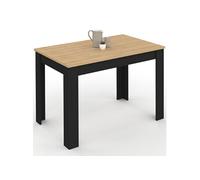IDMarket - Table à Manger Rectangle ROZY 6 Personnes Noire Plateau façon hêtre 110 cm