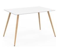 IDMarket Table à manger SARA rectangulaire fixe en MDF 6 personnes 120 cm Blanc
