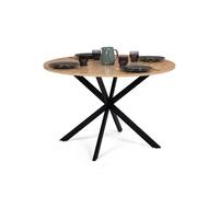 IDMarket Table à manger ronde Alix 6 personnes pied araignée bois et noir 110 cm