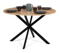 IDMarket Table à manger ronde Alix 6 personnes pied araignée bois et noir 110 cm
