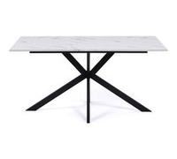IDMarket – Table à manger rectangle fixe ALIX Mabre et noir 8 personnes 160 cm