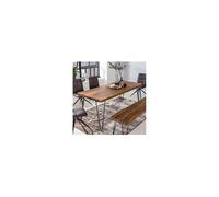 Table a manger fixe sans tiroir [en.casa] 6 personnes en bois massif 80 x 120 cm