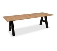 Table à manger GRANADA extensible - Style Industriel - 6/10 personnes - 2 rallonges 40 cm - L 157/237 x P 90 x H 75 cm - Chêne/Noir
