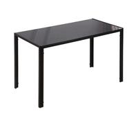 Table à manger - HOMCOM - pour 4 personnes - plateau en verre trempé et pieds en métal - 120x60x75cm - noir