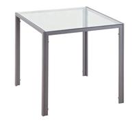Table à manger - HOMCOM - pour 4 personnes - plateau en verre trempé et pieds en métal - 75 x 75 x 75 cm - gris