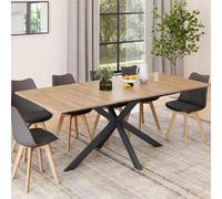 Table à manger IDMARKET ALIX - Bois et noir, extensible