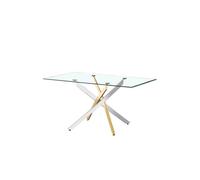 Table à manger JESSICA Gold Chrome transparent 180 x 90 cm
