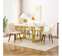 Table à manger - Luxe léger - MDF - Pieds dorés - 120x70cm - Contemporain