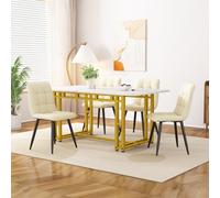Table à manger luxueux 120x70 cm, Table de cuisine moderne avec plateau en MDF et pieds en métal doré, Doré Aosom France