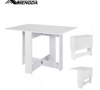 Table à Manger-MENGDA-Table Pliante Panneaux de Particules -Extensible salle à manger -Rectangulaire-Jusqu'à 6 personnes-Blanc