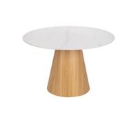Table à Manger - Meubles&Design - Table à manger ronde blanche 120 cm avec pied central conique effet bois HAVANE