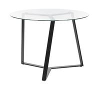 Table à Manger Moderne Ronde Glamour ⌀ 100 cm 4 Places en Verre Trempé Plateau Noir Kebri