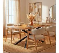 Table à manger MONTANA 180x90 CM- 8 personnes/ Plateau décor Chêne et Pieds métal noir