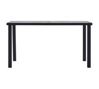 Table à Manger Noire et Gris Béton 140x70x75 cm MDF | Métal enduit de poudre, veinures de bois, intérieur et extérieur, nettoyage au chiffon humide