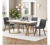 Table à manger - OEM - 140x80 cm - 4 chaises - MDF - Blanc et gris - Contemporain