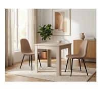 Table à Manger OSLO - Beige - Carré - 4 personnes - 80 x 80 x 77 cm