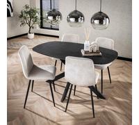 Table à manger ovale en bois aspect céramique 150cm MAEVA