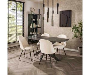 Table à manger ovale en bois aspect céramique 180cm MAEVA 2