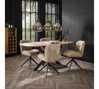Table à manger ovale en bois avec pied central DARTUS1
