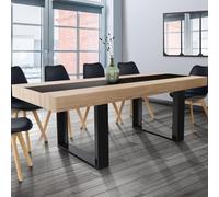 Table à manger PHOENIX 10 personnes bois et noir bande centrale noire 225 cm
