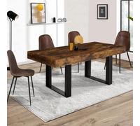 Table à manger PHOENIX 6 personnes bois effet vieilli et noir 160 cm