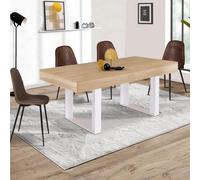 IDMarket - Table à Manger Rectangle Phoenix 6 Personnes Bois et Blanc 160 cm