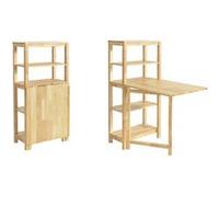 Table à Manger Pliable en Bois d'Hévéa avec Étagères Latérales 60x98x126 cm Bois