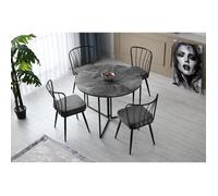Table à manger pliable - YAPRAK - Anthracite - Ronde - 4 personnes - 100 x 100 x 72 cm