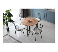 Hanah Home Table ronde pliable Origami Ø100 cm Gain de place Chêne clair et métal noir